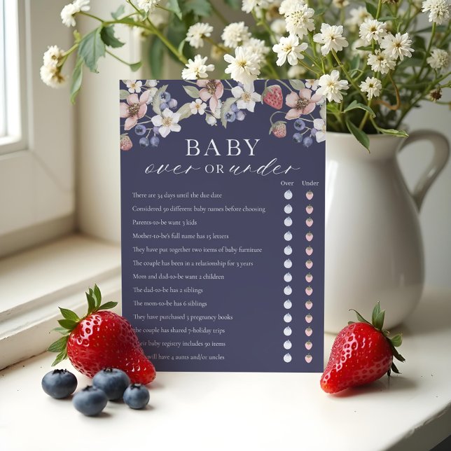 Over or Under Berry Sweet Baby Shower Game Card (Over or Under Berry Sweet Baby Shower Game Card)