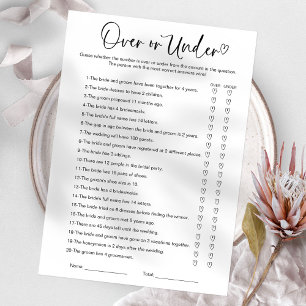 Over Or Under Bridal Shower Game Invitation