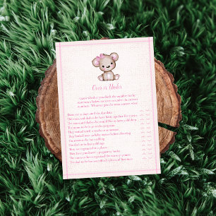 Over or Under Cute Girl Bear Game Card