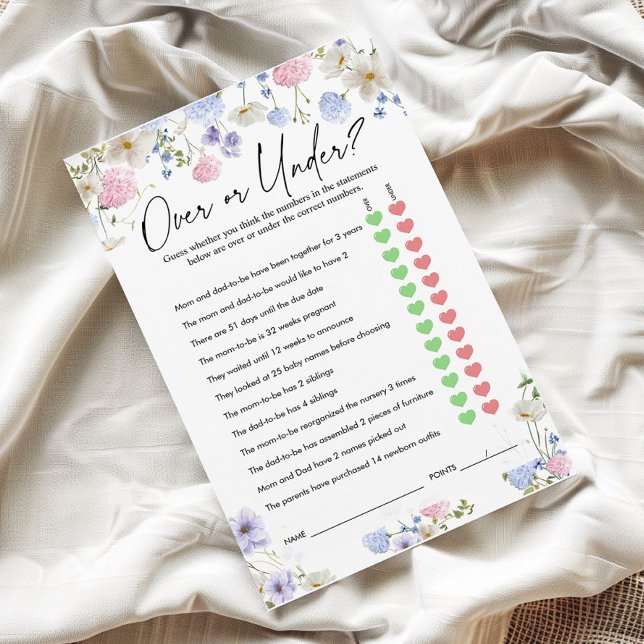 Over or Under Game |  Baby Shower Game (Creator Uploaded)