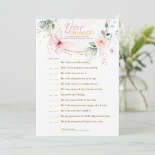 Over or under game Butterfly Wildflowers game Invitation