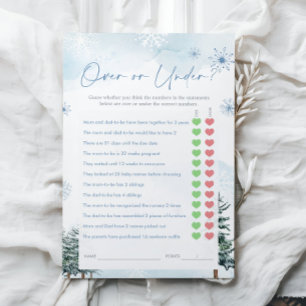 Over or Under Game, Winter Baby Shower Game