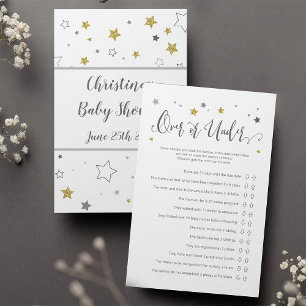 Over or Under Gender Reveal Baby Shower Game Gold