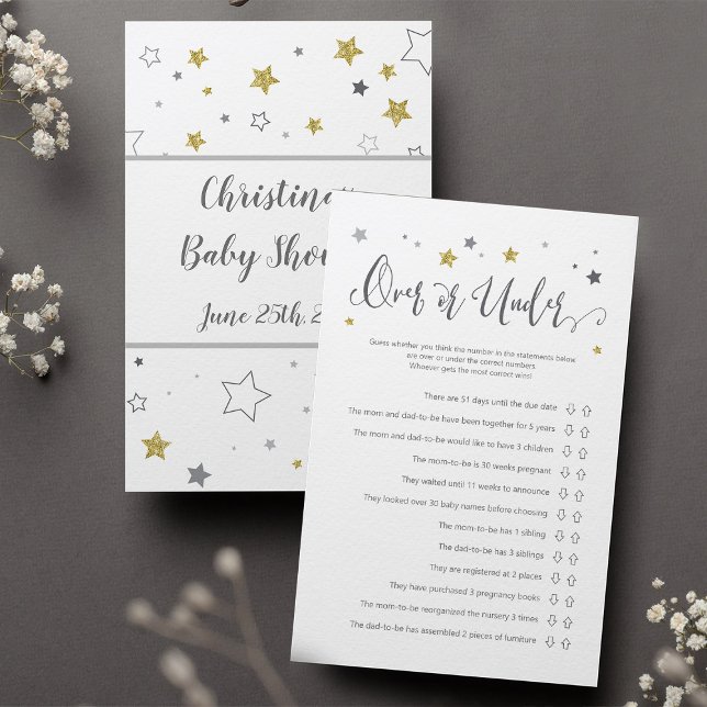 Over or Under Gender Reveal Baby Shower Game Gold (Creator Uploaded)