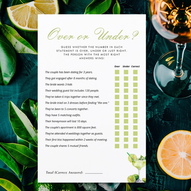 Over or Under Mexican Fiesta Bridal Shower Game (Creator Uploaded)