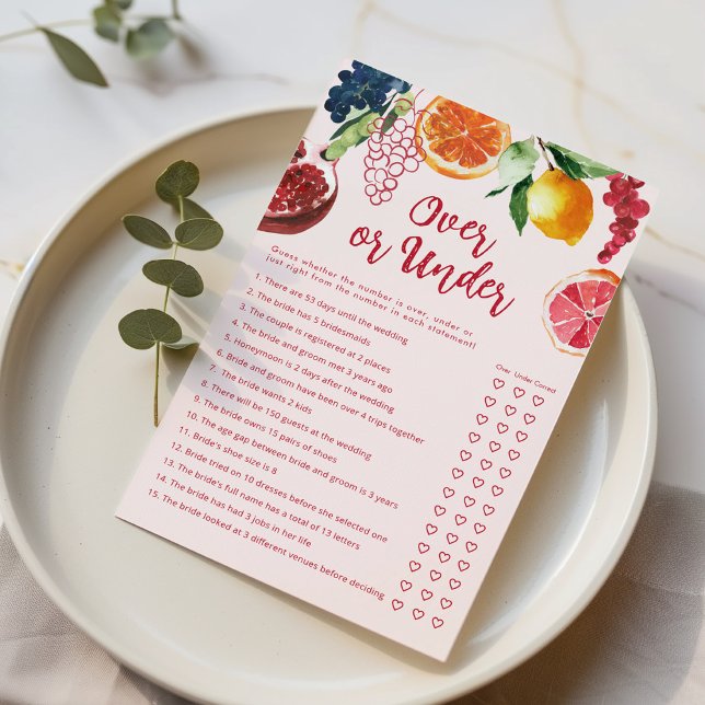 Over or Under Off the Market Bridal Shower game (Creator Uploaded)