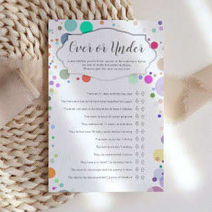 "Over or Under" Polka Dots Baby Shower Game