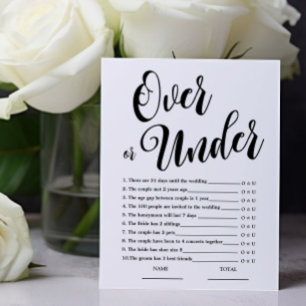 Over or Under Simple Bridal Shower Game