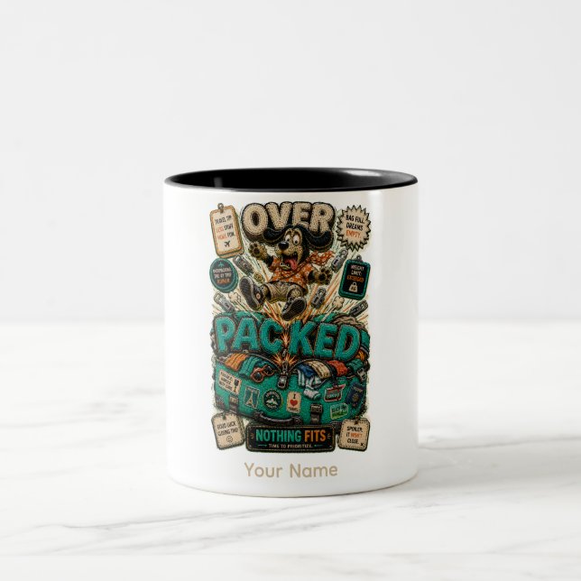 Over Packed Personalised Funny Student Two-Tone Coffee Mug (Center)