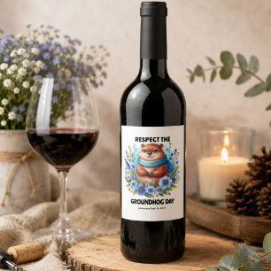 Over Rated? Watercolor Celebrating Groundhog Day Wine Label