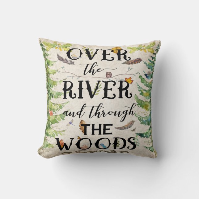 Over River Through Woods Woodland Nursery Pillow (Front)