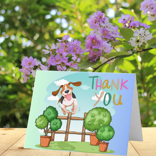 Over-the-Fence Thanks Energetic Dog Caregiver Thank You Card