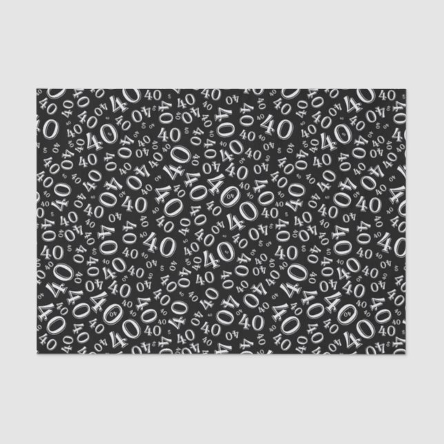 Over The Hill 40th Birthday Black White Collage Tissue Paper (Front)