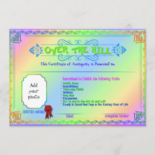 Over the Hill add a photo Birthday Certificate Card