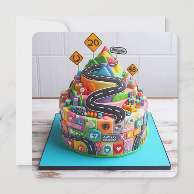  OVER THE HILL  BIRTHDAY CAKE CARD (Front)