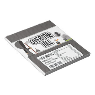 Over the Hill Birthday Candy Bar Wrapper Favours Notepad