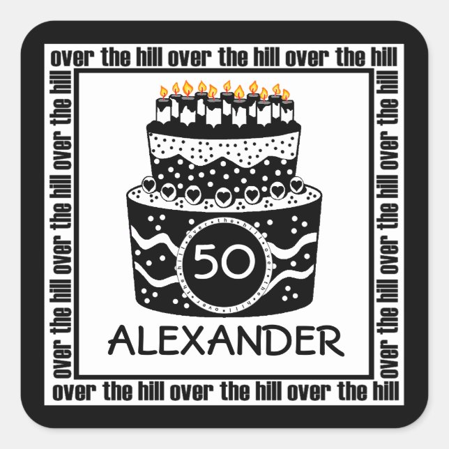 Over The Hill Birthday Square Sticker (Front)