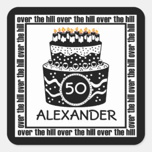 Over The Hill Birthday Square Sticker