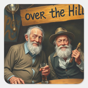 Over The Hill Club 2 Square Sticker