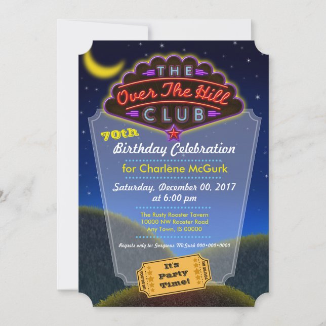 Over The Hill Club Birthday Celebration Invitation (Front)