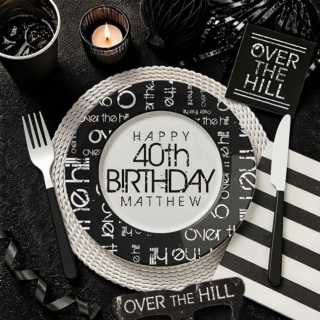 Over the Hill Custom Age and Personal Name Paper Plate (Creator Uploaded)