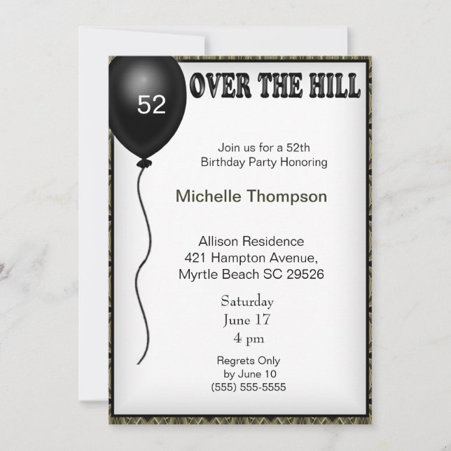 Over the Hill Customisable Age Birthday Invitation (Front)