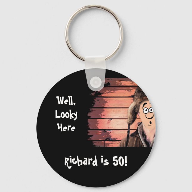 Over the Hill Funny  Redneck  50th Birthday Key Ring (Front)
