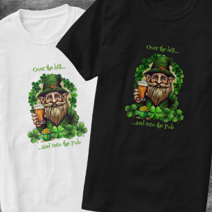 Over the Hill Funny Saying Leprechaun With Beer T-Shirt