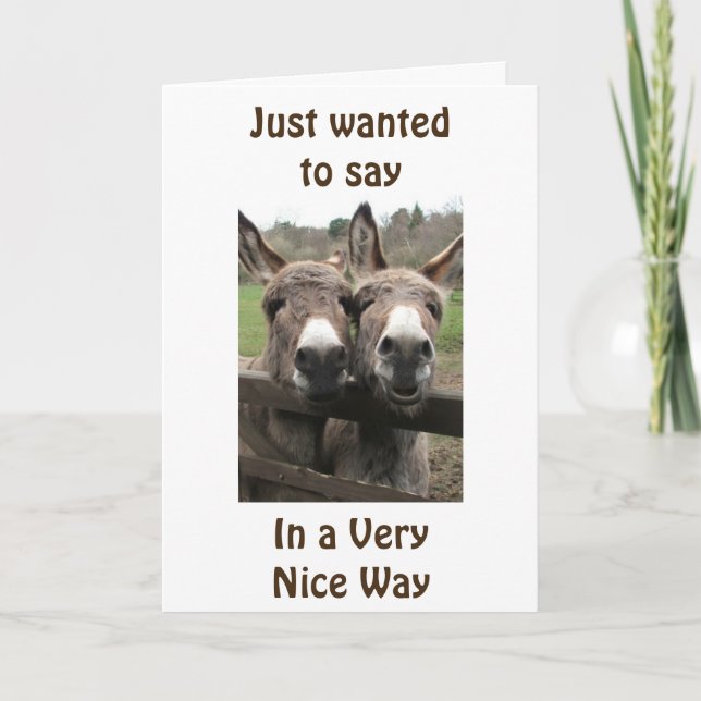 "OVER THE HILL LOOKS GREAT ON YOU" SAYS DONKEYS CARD (Front)