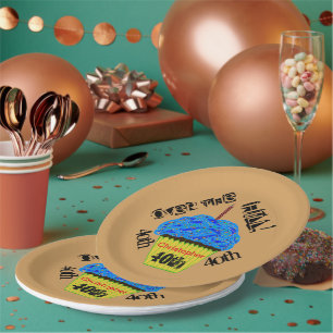 Over the Hill Personalised Blue Cupcake Plates