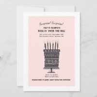 Over the Hill Pink Birthday Cake Invitation