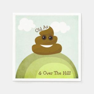 Over The Hill  Poop Emoji Birthday Party Napkins