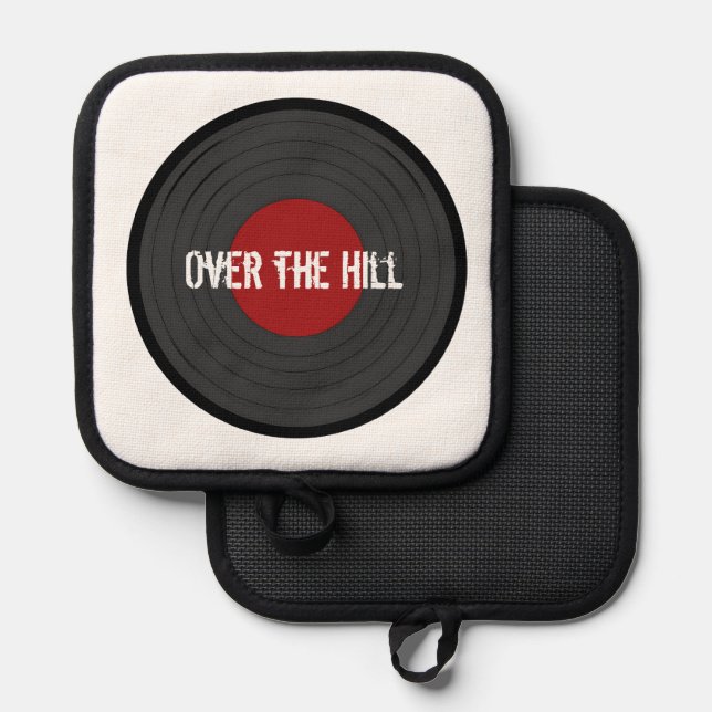 Over the Hill Rock N Roll Record Custom Text Pot Holder (Front/Back)