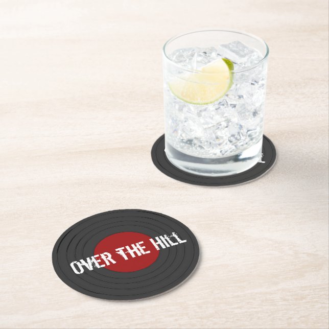 Over the Hill Rock N Roll Record  Round  Paper Coaster (Insitu)