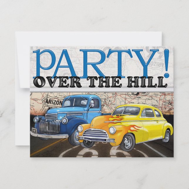 Over the Hill - Vintage Cars- SRF Invitation (Front)