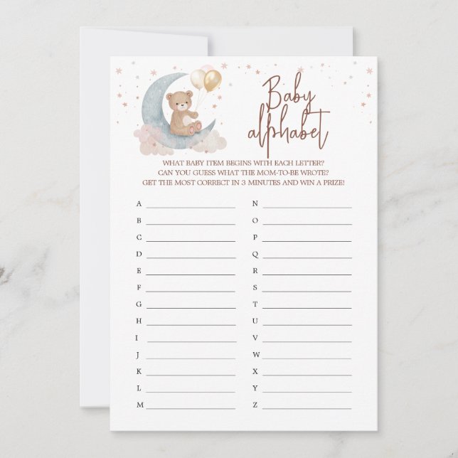 Over the Moon ABC Baby Alphabet Game Card (Front)