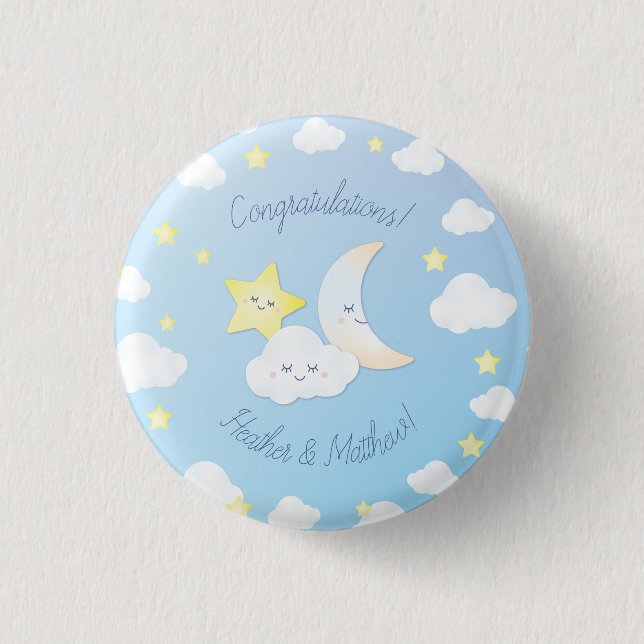 Over the Moon and Stars 3 Cm Round Badge (Front)