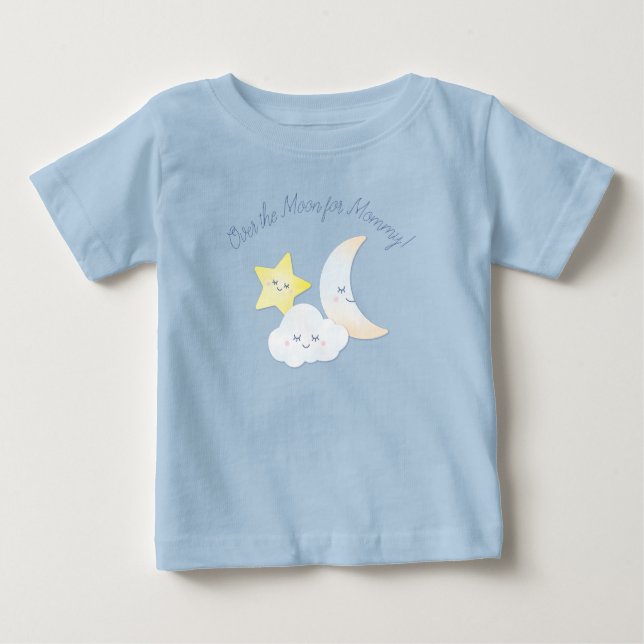 Over the Moon and Stars Baby Shower T-Shirt (Front)