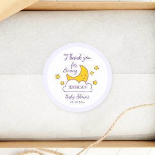 Over the Moon and Stars Baby Shower Thank You Classic Round Sticker