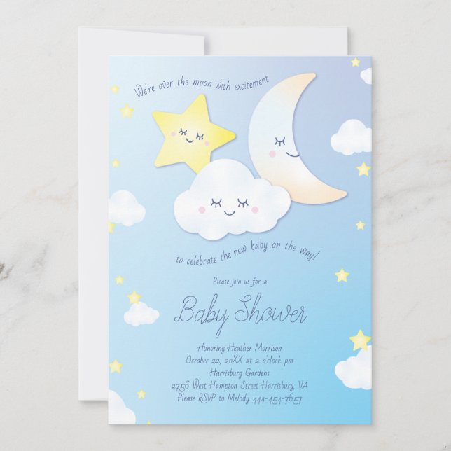 Over the Moon and Stars Invitation (Front)