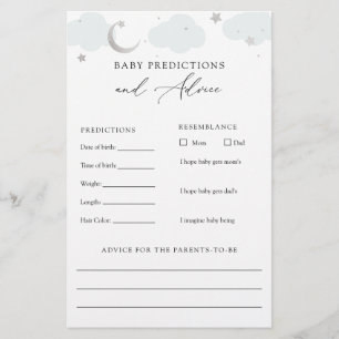 Over the Moon Baby Advice and Predictions Card