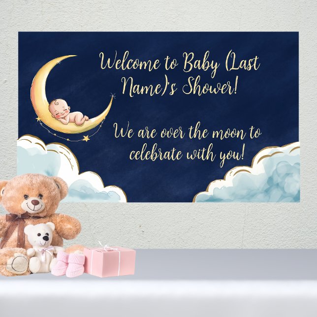 Over the moon Baby Celestial-Themed Baby shower Banner (Creator Uploaded)