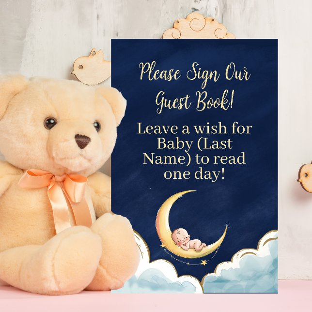 Over the moon Baby Celestial-Themed Baby shower Pedestal Sign (Creator Uploaded)