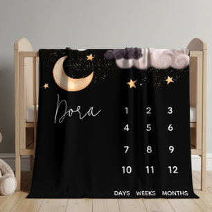 Over the Moon Baby Milestone Fleece Baby Blanket