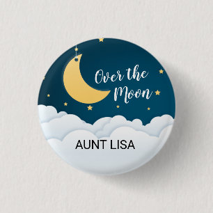 Over the Moon Baby Shower 3 Cm Round Badge