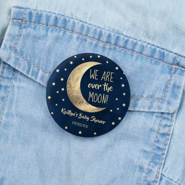 Over The Moon | Baby Shower 6 Cm Round Badge (Creator Uploaded)