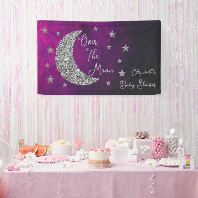 Over The Moon Baby Shower Banner (Party)