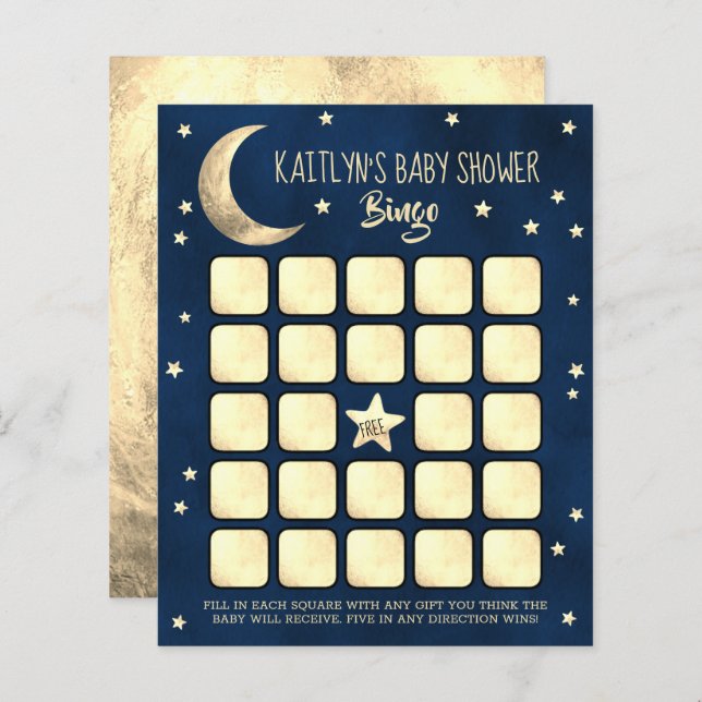 Over The Moon | Baby Shower Bingo (Front/Back)