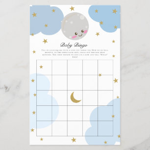 Over the Moon Baby Shower Bingo Game Kawaii Pastel Flyer