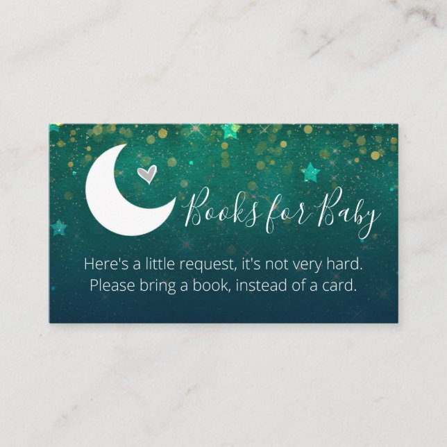 Over the Moon Baby Shower Books for Baby Request Business Card (Front)